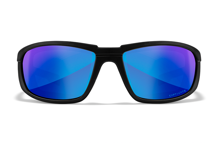WX Boss Matte Black Frame Polarized Blue Mirror