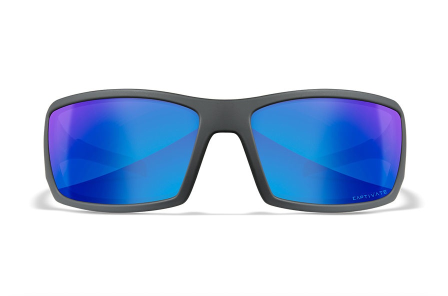 WX Twisted Matte Grey Frame Polarized Blue Mirror Lens