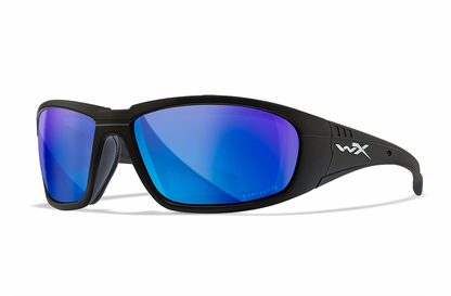 WX Boss Matte Black Frame Polarized Blue Mirror